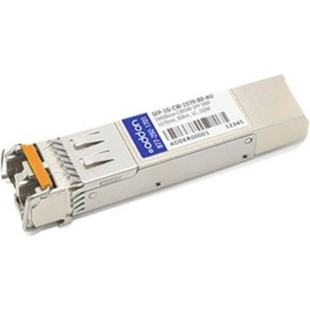 AddOn - SFP (mini-GBIC) transceiver module (equivalent to: Arista Networks SFP-1G-CW-1570-80) - GigE - 1000Base-CWDM - LC single-mode - up to 49.7 miles - 1570 nm - TAA Compliant MPN:SFP-1G-CW-1570-80-AO