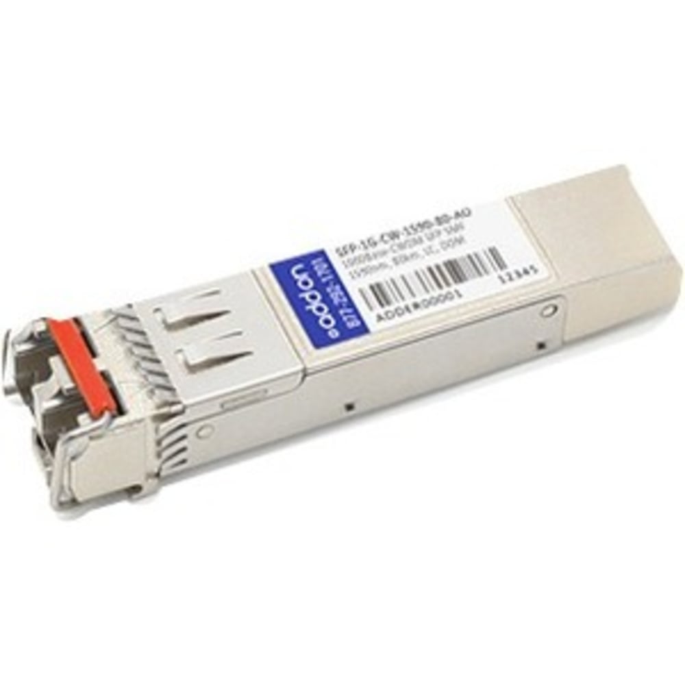 AddOn - SFP (mini-GBIC) transceiver module (equivalent to: Arista Networks SFP-1G-CW-1590-80) - GigE - 1000Base-CWDM - LC single-mode - up to 49.7 miles - 1590 nm - TAA Compliant MPN:SFP-1G-CW-1590-80-AO