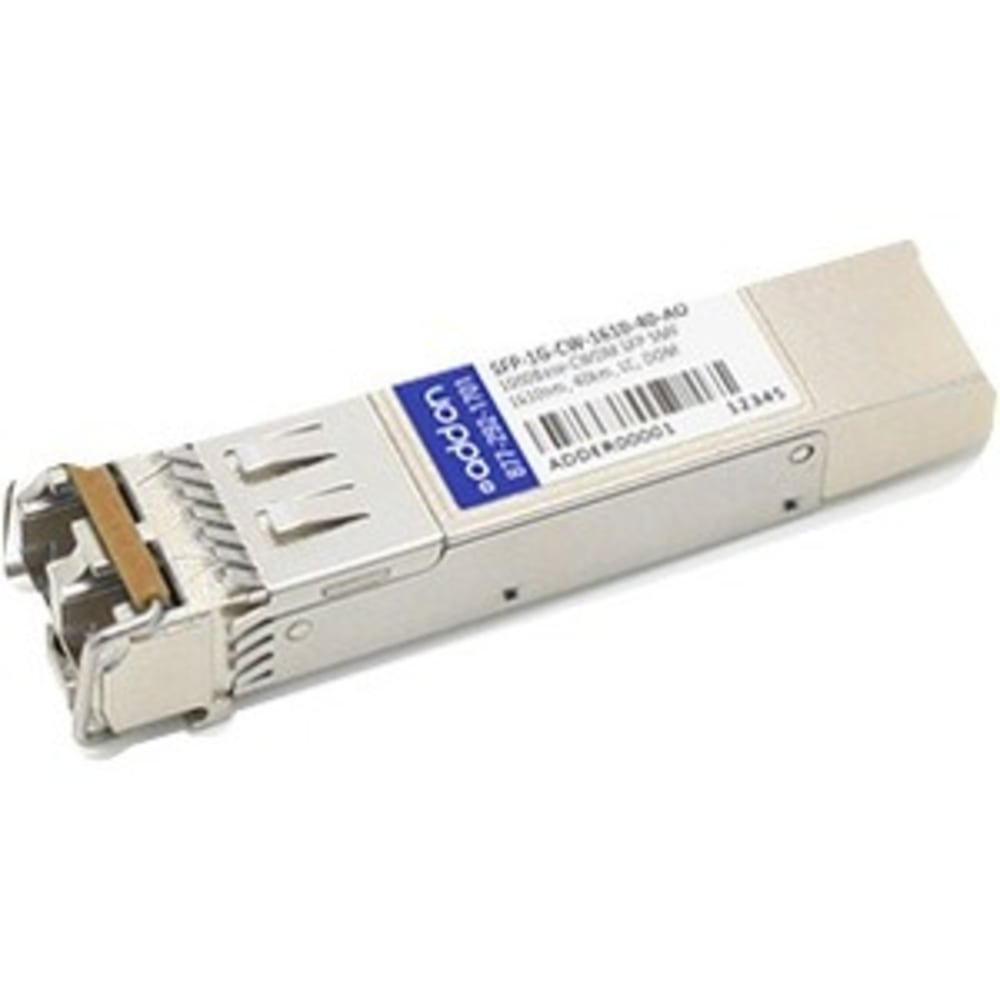 AddOn - SFP (mini-GBIC) transceiver module (equivalent to: Arista Networks SFP-1G-CW-1610-40) - 1GbE - 1000Base-CWDM - LC single-mode - up to 24.9 miles - 1610 nm - TAA Compliant MPN:SFP-1G-CW-1610-40-AO