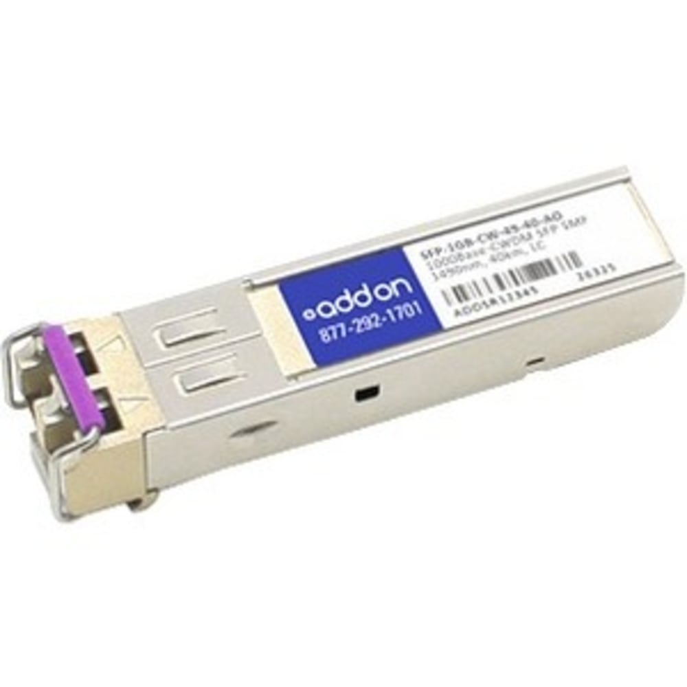 AddOn - SFP (mini-GBIC) transceiver module - GigE - 1000Base-CWDM - LC single-mode - up to 24.9 miles - 1490 nm - TAA Compliant MPN:SFP-1GB-CW-49-40-AO