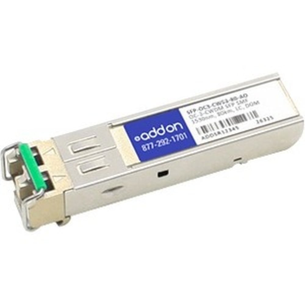 AddOn - SFP (mini-GBIC) transceiver module - CWDM - LC single-mode - up to 49.7 miles - OC-3 - 1530 nm - TAA Compliant - for P/N: SFP-1GB-CW-47-80-HW-AO, SFP-1GB-CW-47-80-I-C-AO, SFP-1GB-CW-53-200-C-AO MPN:SFP-OC3-CW53-80-AO