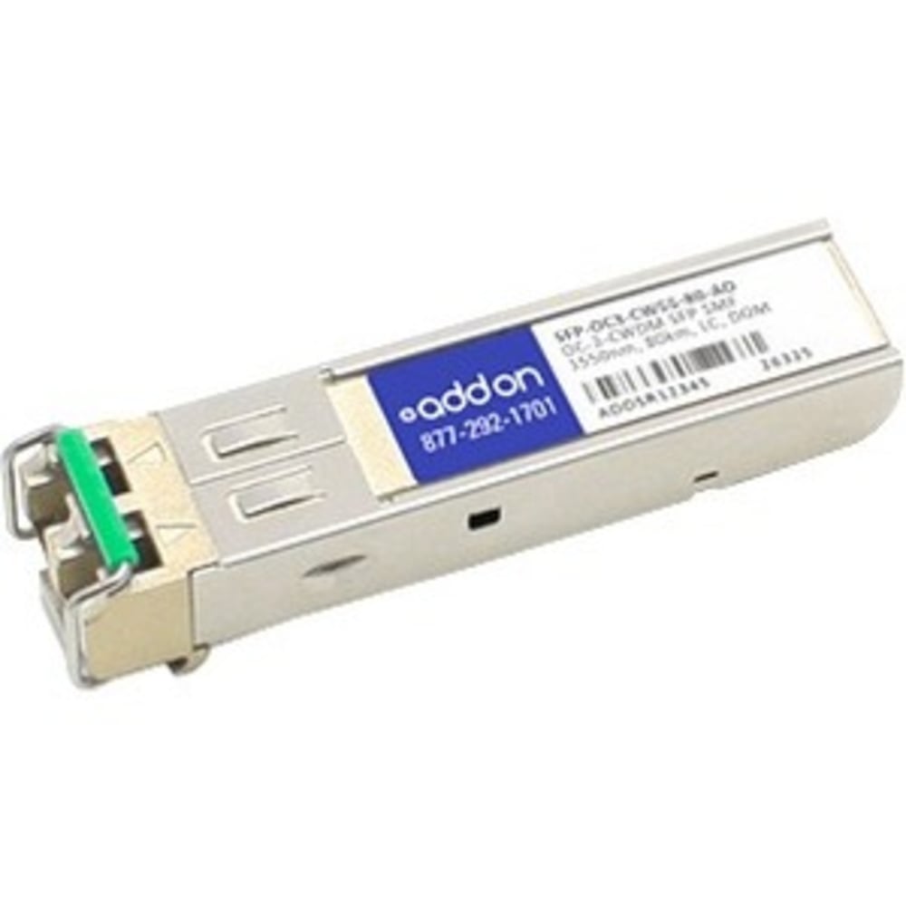 AddOn - SFP (mini-GBIC) transceiver module - CWDM - LC single-mode - up to 49.7 miles - OC-3 - 1550 nm - TAA Compliant - for P/N: SFP-1GB-CW-47-80-I-C-AO, SFP-1GB-CW-53-40-HW-AO, SFP-1GB-CW-53-80-I-HW-AO MPN:SFP-OC3-CW55-80-AO