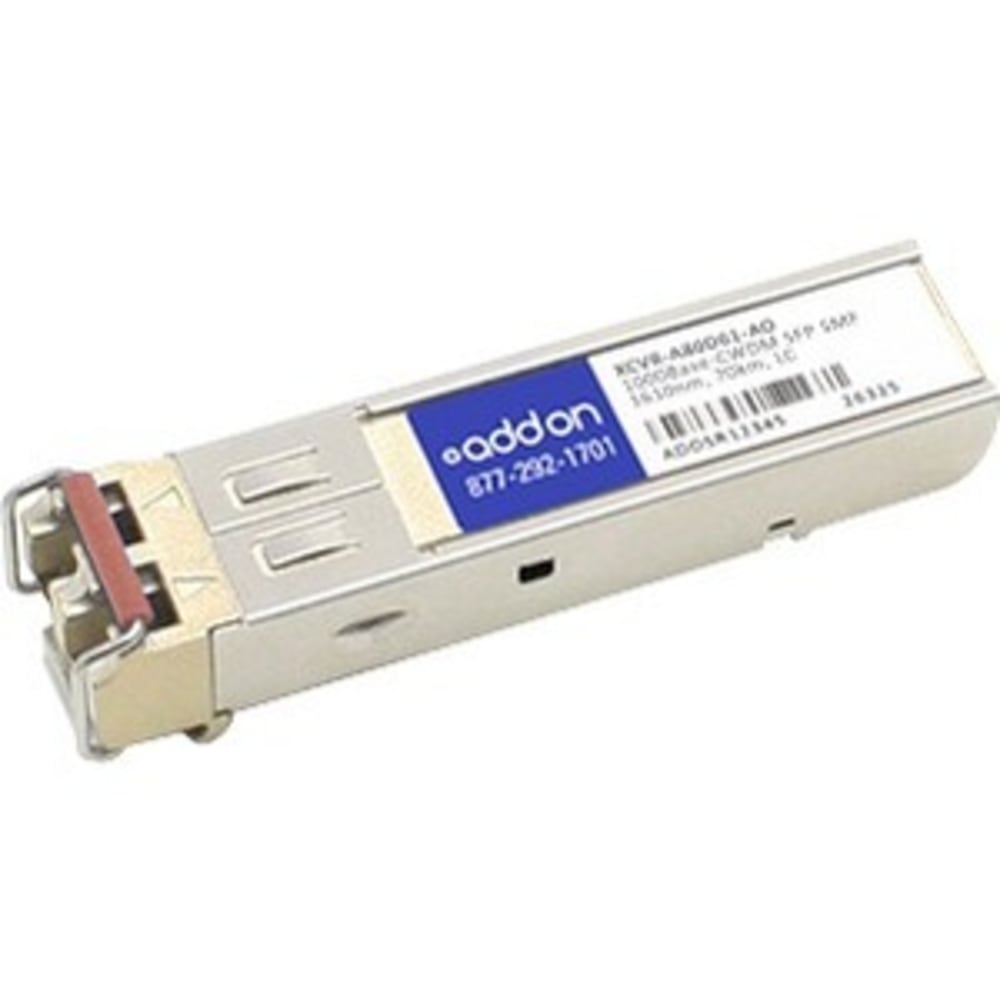 AddOn - SFP (mini-GBIC) transceiver module (equivalent to: Ciena XCVR-A80D61) - GigE - 1000Base-CWDM - LC single-mode - up to 43.5 miles - 1610 nm - TAA Compliant MPN:XCVR-A80D61-AO