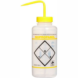 Bel-Art LDPE Wash Bottles 116462432 1000ml Isopropanol Label Yellow Cap Wide Mouth 6/PK 11646-2432