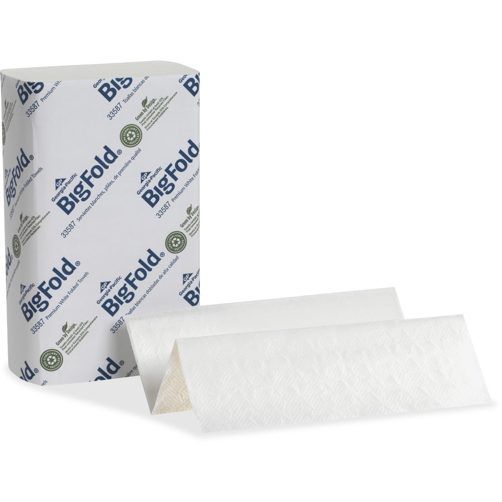 Pacific Blue Ultra Bigfold Premium Recycled Paper Towels by GP Pro - 1 Ply - 10.20in x 10.80in - White - Paper - Embossed, Absorbent, Interfolded, Unscented - For Hand - 220 Per Pack - 2200 / Carton MPN:33587