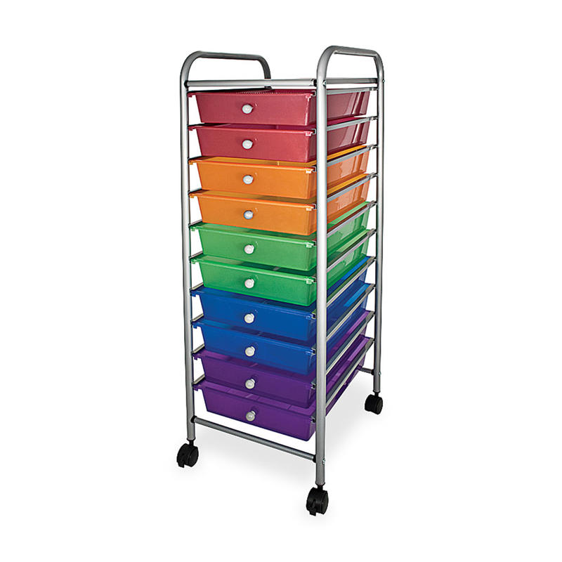 Office Depot Brand 10-Drawer Organizer With Casters, 37 1/2inH x 15 1/2inW x 13inD, Multicolor MPN:34004