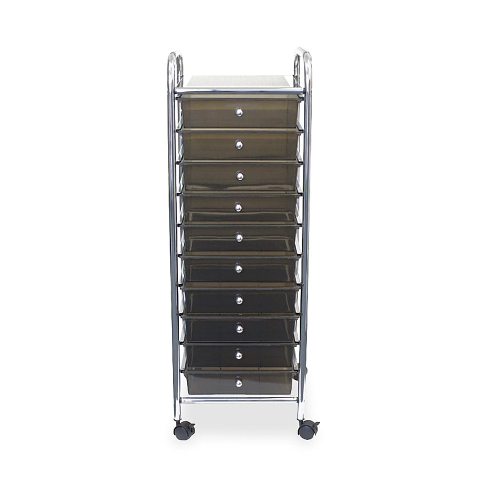 Advantus 10-Drawer Organizer With Casters, 37 1/2inH x 15 1/2inW x 13inD, Smoke MPN:34007