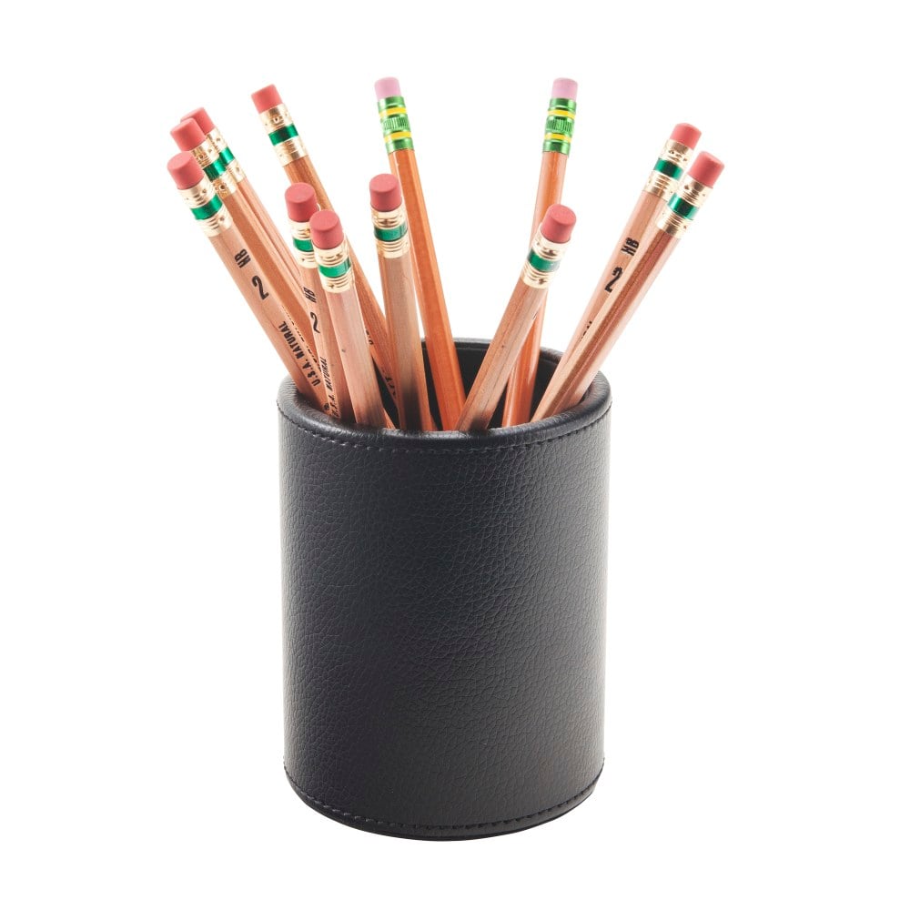 Realspace Black Faux Leather Pencil Cup (Min Order Qty 13) MPN:61897