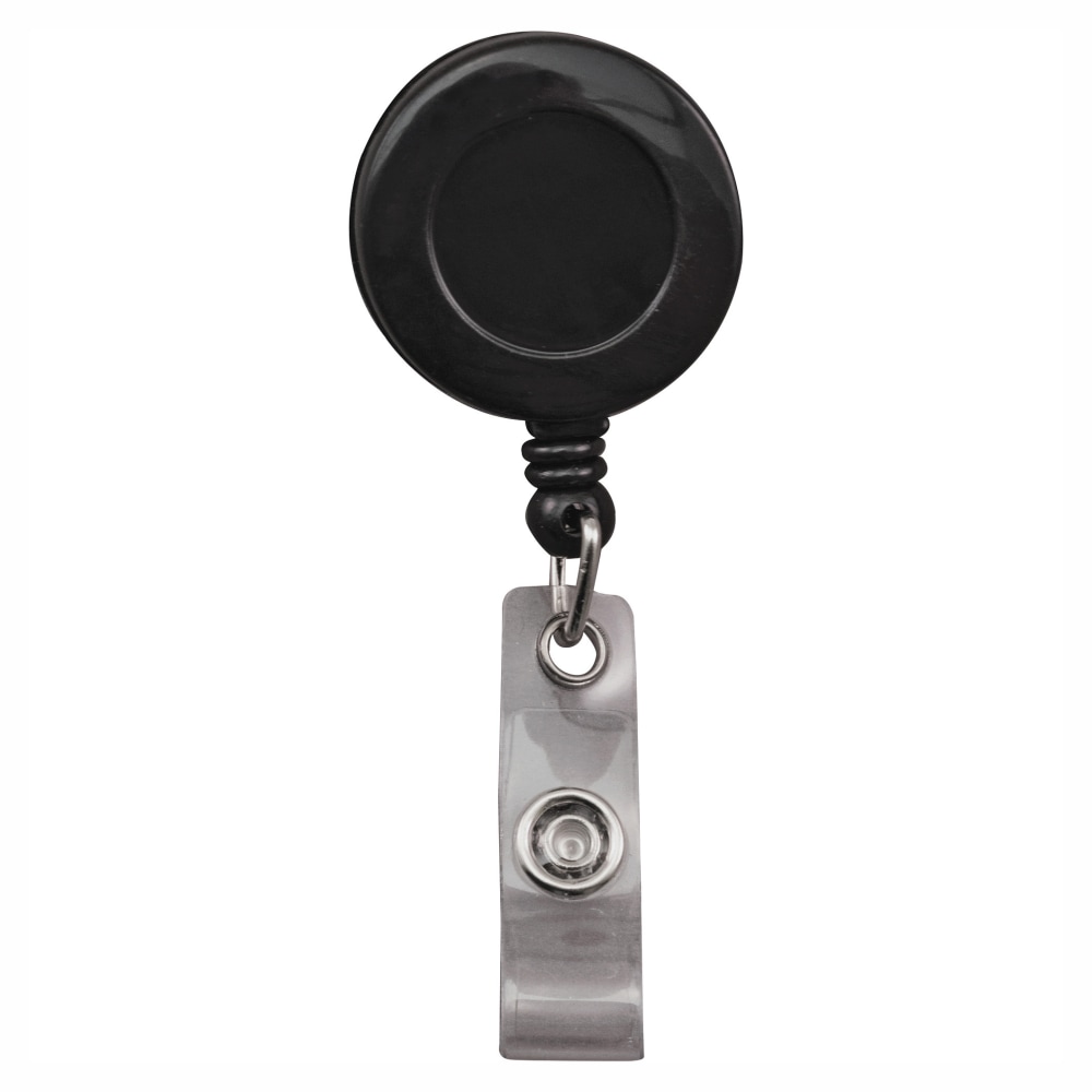 Advantus Snap Clip Retractable ID Reels, Black, Pack Of 25 MPN:75666