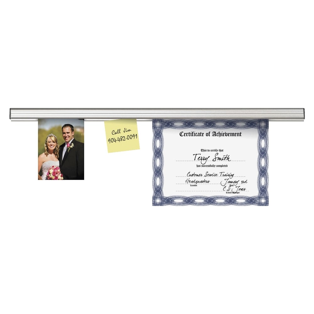 Advantus Grip-A-Strip Display Rail, 1 1/2in x 12in, Platinum Satin Finish (Min Order Qty 5) MPN:1025