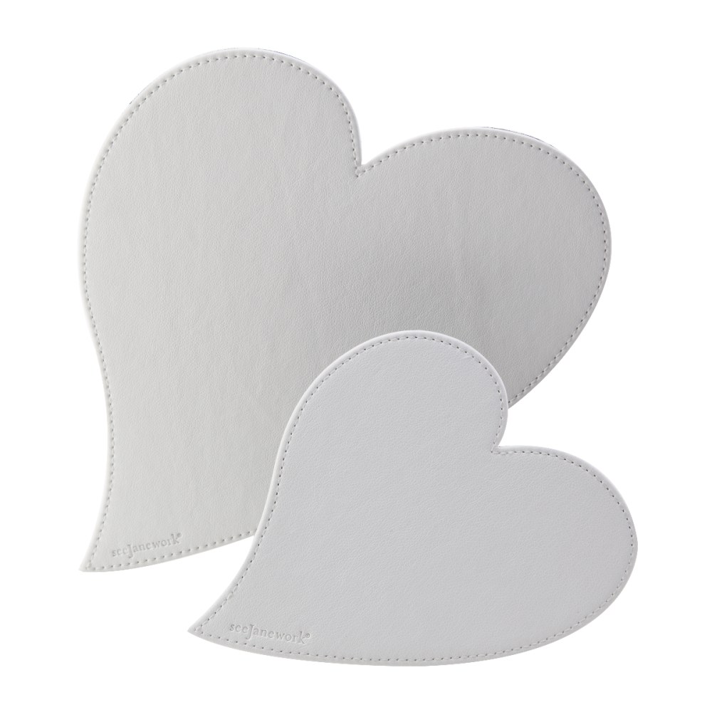Realspace Faux Leather Heart Mouse Pad And Coaster Set, White (Min Order Qty 5) MPN:37304