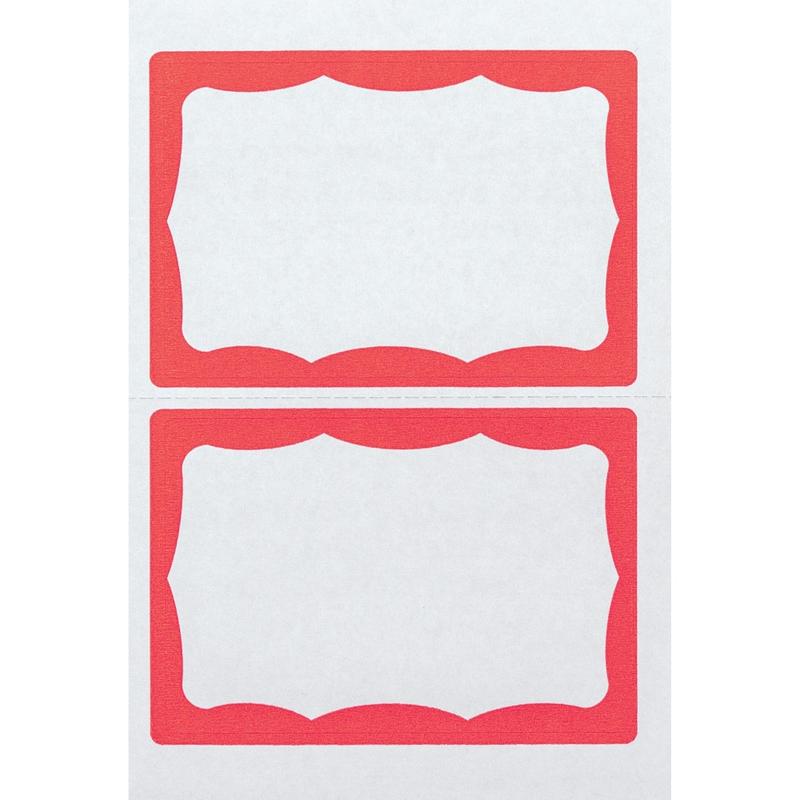 Advantus Color Border Adhesive Name Badges, AVT97189, 2 5/8in x 3 3/4in, Rectangle,White/Red, Box Of 100 (Min Order Qty 12) MPN:97189