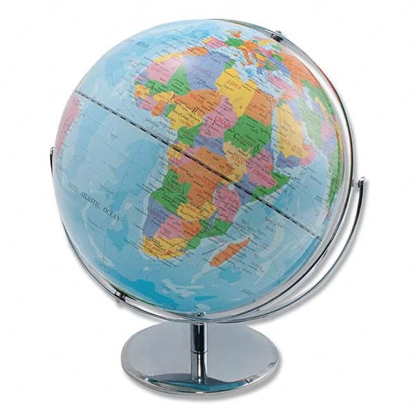 12-Inch Globe With Blue Oceans Silver-Toned Metal Desktop Basefull-Meridian MPN:AVT30502