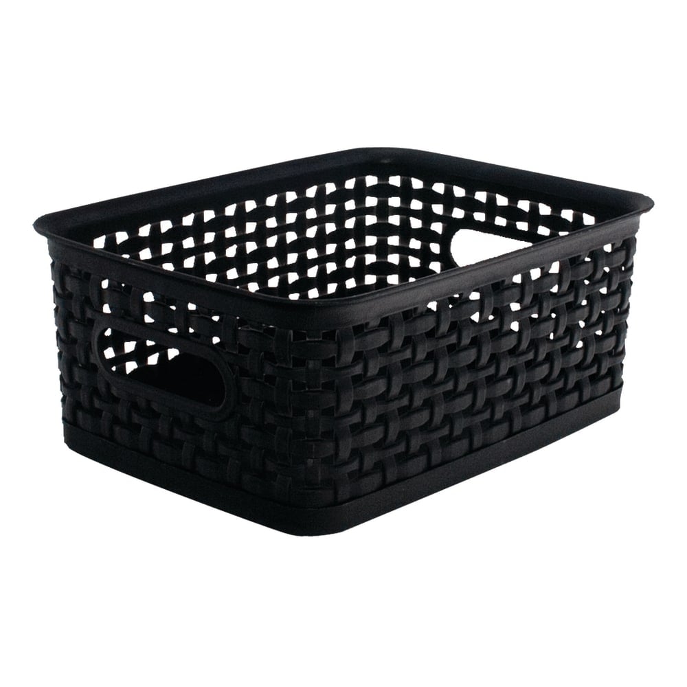 Realspace Plastic Weave Bin, Small Size, 4in x 7 1/2in x 10in, Black (Min Order Qty 11) MPN:36000