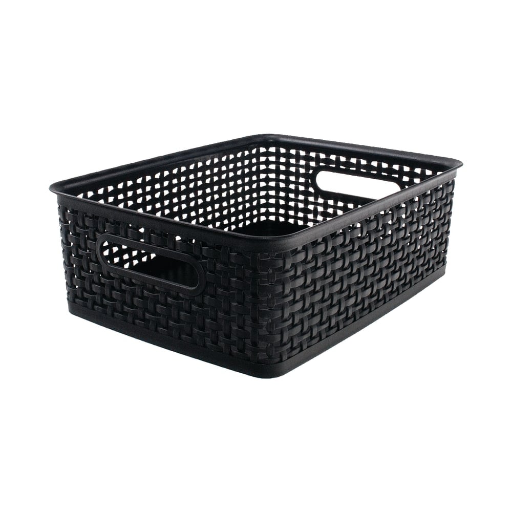 Realspace Plastic Weave Bin, Medium Size, Black (Min Order Qty 8) MPN:36003