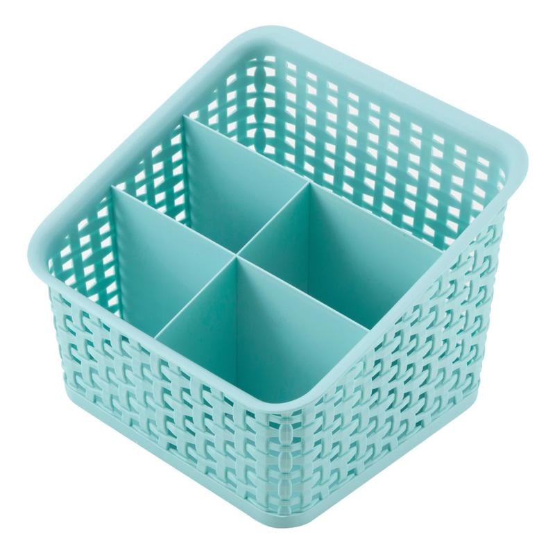 Realspace Plastic Weave 5 Compartment Bin, Medium Size, Blue (Min Order Qty 12) MPN:38574