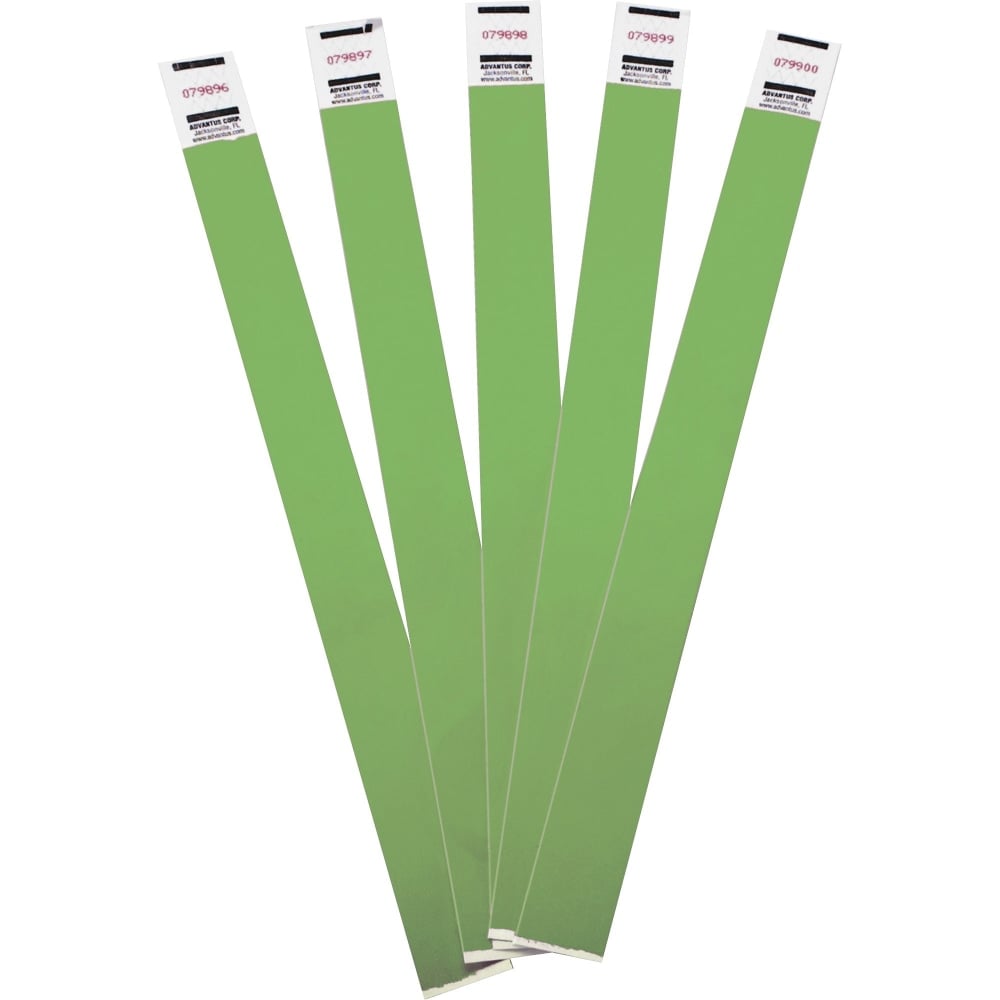 Advantus Tyvek Wristbands, 0.8in x 9.8in, Green, Pack Of 100 (Min Order Qty 5) MPN:75443