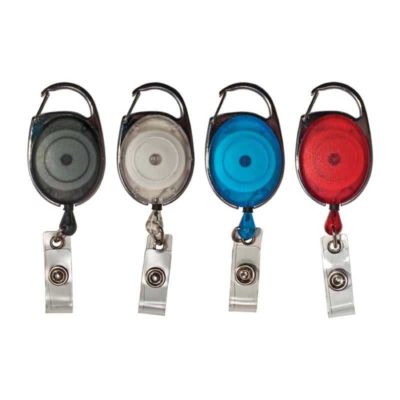 Advantus Retractable Carabiner-Style Badge Reel with Badge Strap, Assorted Colors, 20/PK MPN:75552