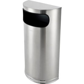 GoVets™ Half Round Side Open Trash Can 9 Gallon Matte Stainless Steel 594SS641