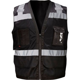 GSS Enhanced Visibility Premium Heavy Duty Vest w/ Multi Pockets L/XL Black 1205-LG/XL