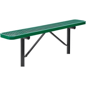 GoVets™ 6' Outdoor Steel Flat Bench Expanded Metal In Ground Mount Green 156IGN277