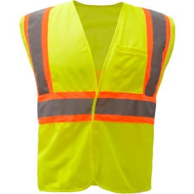 GSS Safety 1007 Standard Class 2 Two Tone Mesh Hook & Loop Safety Vest Lime 2XL 1007-2XL