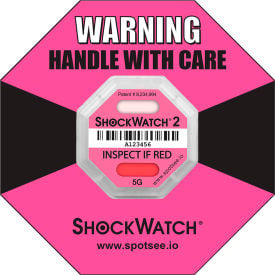 SpotSee™ ShockWatch® 2 Serialized Framed Impact Indicators 5G Range Pink 50/Box - Pkg Qty 2 45000K