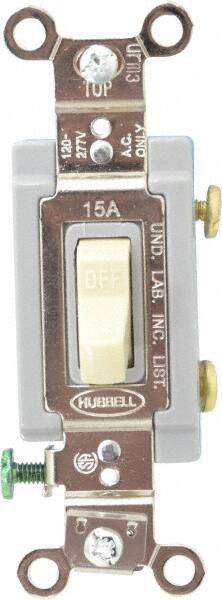 1 Pole, 120 to 277 VAC, 15 Amp, Industrial Grade Toggle Wall Switch MPN:HBL1201I