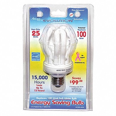 Screw-In CFL Bulb 2700K 25W 10 000 hr MPN:AE5B-25W