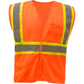 GSS Safety 1008 Standard Class 2 Two Tone Mesh Hook & Loop Safety Vest Orange 4XL 1008-4XL