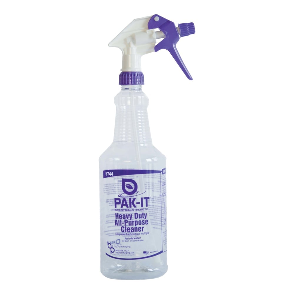 PAK-IT Commercial Trigger Spray Bottle, HDPE, Heavy Duty All-Purpose Cleaner, 32oz, Purple & White (Min Order Qty 18) MPN:5744B12