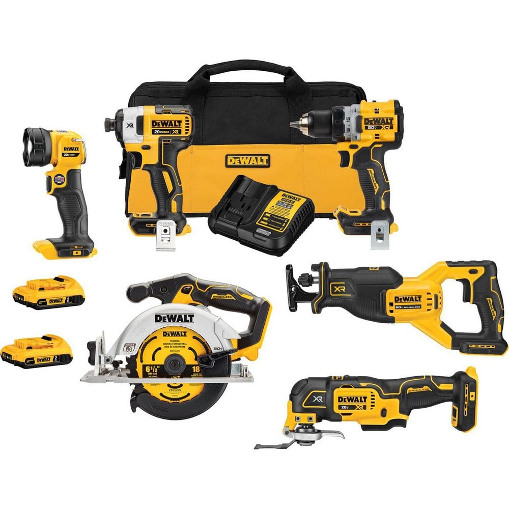 Cordless Tool Combination Kits, Kit Type: 20 Volt Cordless Tool Combination , Tools: Drill, Impact Driver, Circular Saw, Reciprocating Saw, Work Light MPN:DCK648D2