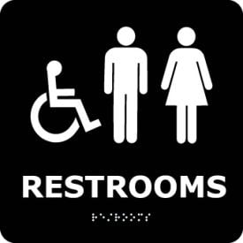 Graphic Braille Sign - Restrooms - Black ADA9WBK