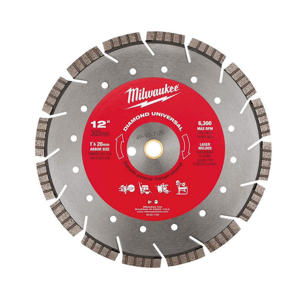 Wet & Dry-Cut Saw Blades, Blade Diameter (Inch): 12 , Blade Material: Diamond, Steel , Blade Thickness (Inch): 1/8 , Arbor Hole Diameter (Inch): 1  MPN:49-93-7135