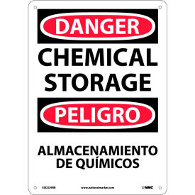 Bilingual Plastic Sign - Danger Chemical Storage ESD239RB