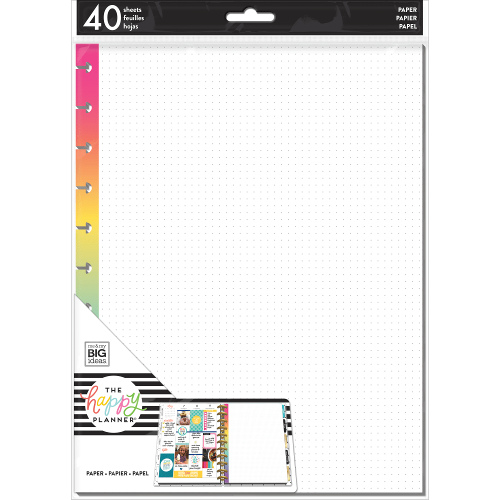 Happy Planner Big Filler Paper, 8-1/2in x 11in, 40 Sheets, Rainbow Dot Grid (Min Order Qty 9) MPN:FILB-12