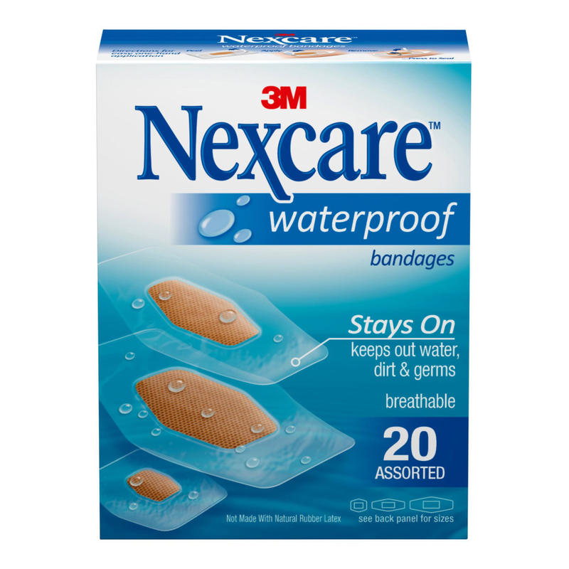 3M Nexcare Waterproof Bandages, Assorted Sizes, Box Of 20 (Min Order Qty 22) MPN:588-20PB