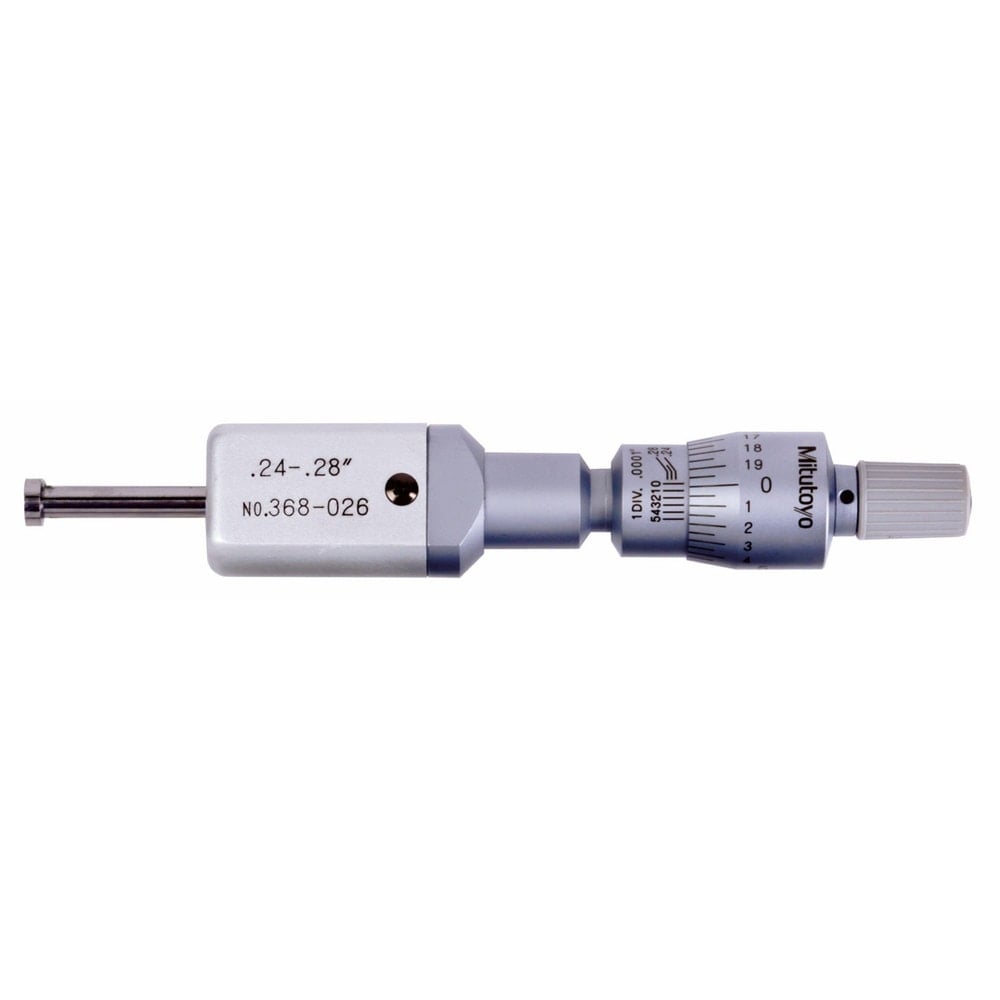 Mechanical Inside Micrometers, Minimum Measurement (Decimal Inch): 0.2400 , Maximum Measurement (Decimal Inch): 0.2800 , Rod Type: Solid  MPN:368-026