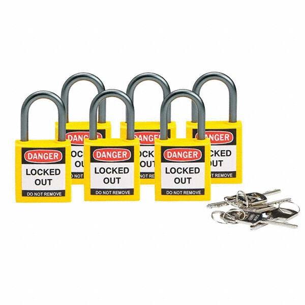 Lockout Padlock: Keyed Alike, Key Retaining, Nylon, 1