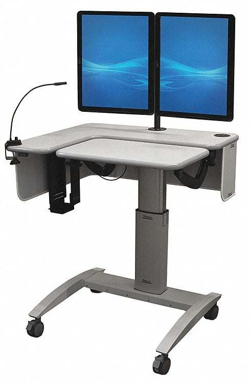 Computer Cart Gray 30 to 46 H x 42 W MPN:LTC4236-01