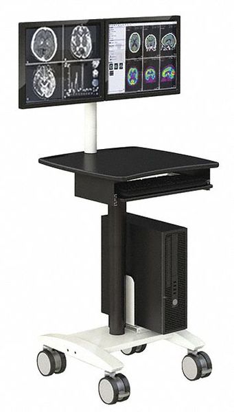 Dual Monitor Medical Cart Black 58 H MPN:PC800_2023_KB01_2F_C_01