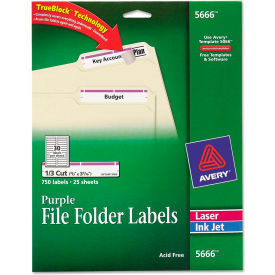 Avery® Self-Adhesive Laser/Inkjet File Folder Labels Purple Border 750/Pack 5666