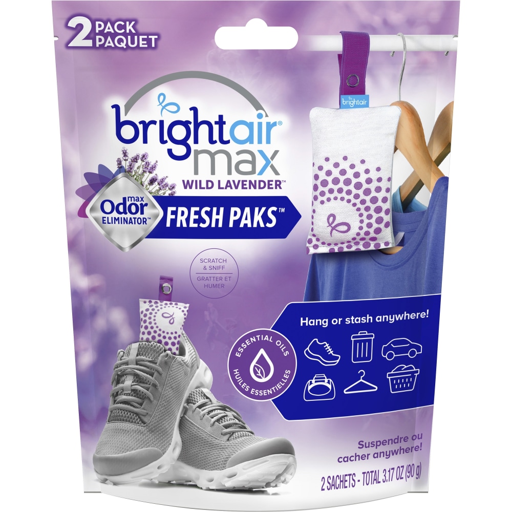 Bright Air Fresh Pak Sachets - Wild Lavender - 2 / Pack - Odor Neutralizer, Phthalate-free, Paraben-free, Formaldehyde-free, NPE-free, BHT Free (Min Order Qty 8) MPN:900611