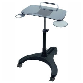 Aidata LPD010G Sit/Stand Mobile Laptop Workstation with Tempered Glass Top LPD010G