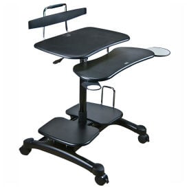 Aidata PCC004P Sit/Stand Mobile PC Workstation Black PCC004P