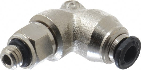 Push-To-Connect Tube to Metric Thread Tube Fitting: Swivel Elbow, M5 Thread MPN:50115N-3-M5