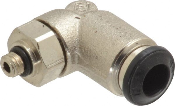Push-To-Connect Tube to Metric Thread Tube Fitting: Swivel Elbow, M5 Thread MPN:50115N-6-M5