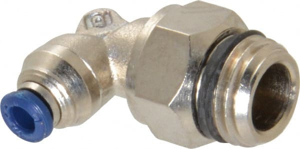 Push-To-Connect Tube to Universal Thread Tube Fitting: Swivel Elbow, 1/4