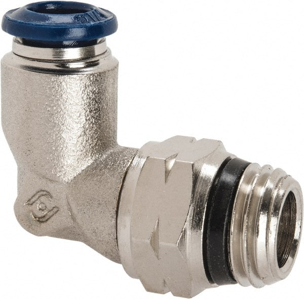 Push-To-Connect Tube to Universal Thread Tube Fitting: Swivel Elbow, 1/4