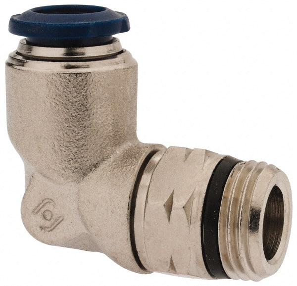 Push-To-Connect Tube to Universal Thread Tube Fitting: Swivel Elbow, 3/8